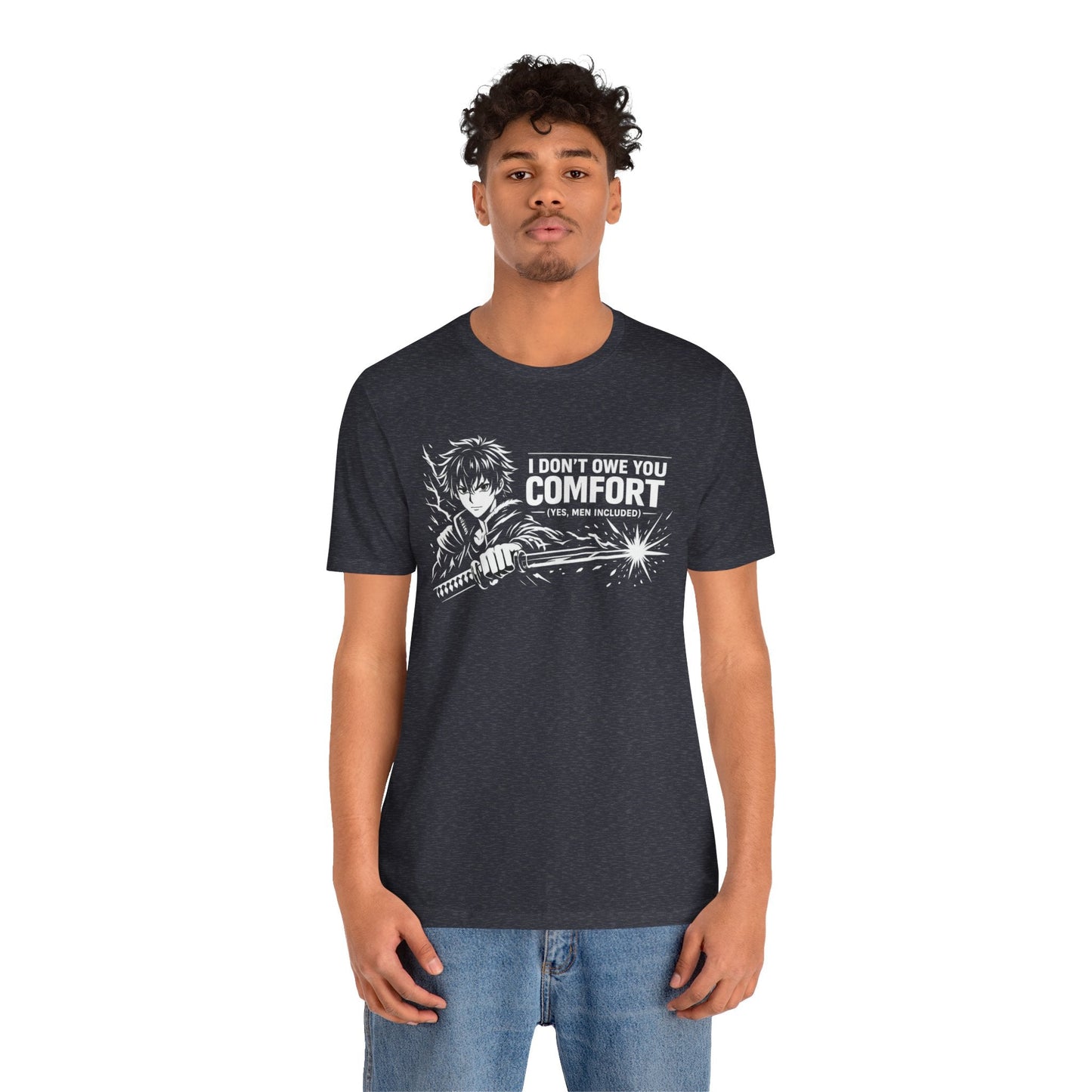 I Don’t Owe You Comfort Anime T-Shirt – Bold Boundaries Graphic Tee for Men - Spirit Stitch