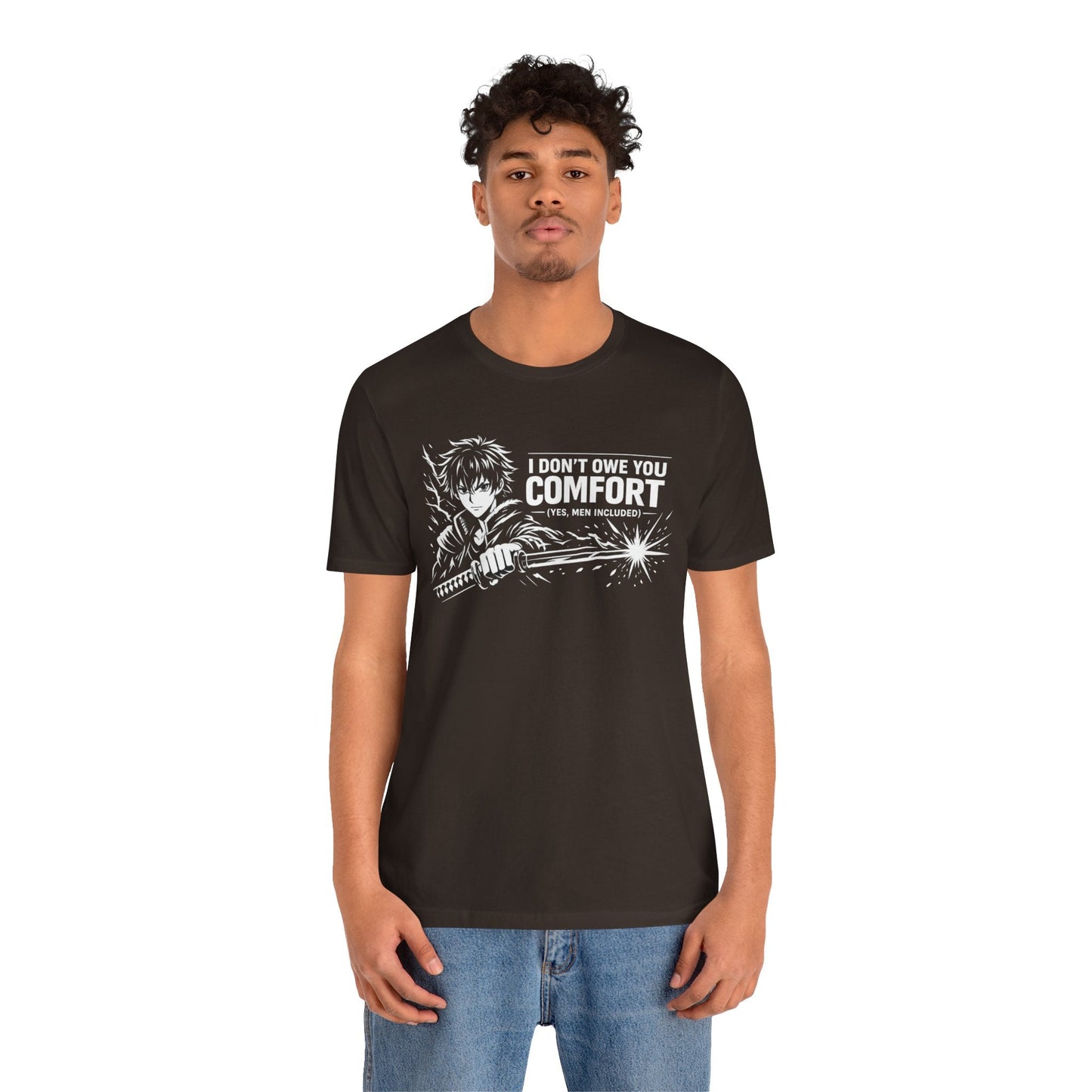 I Don’t Owe You Comfort Anime T-Shirt – Bold Boundaries Graphic Tee for Men - Spirit Stitch