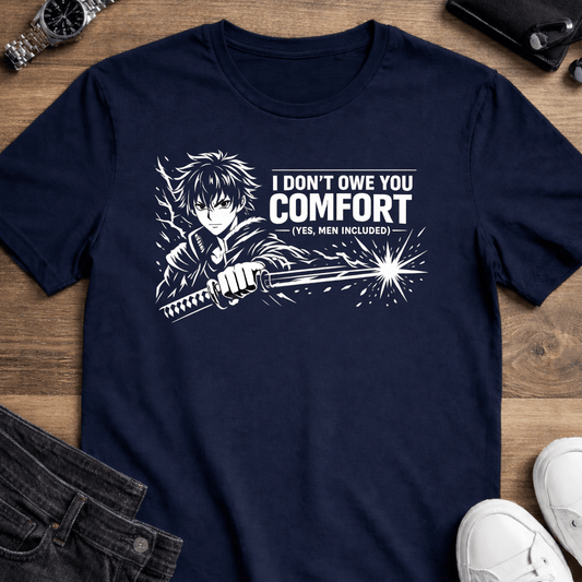 I Don’t Owe You Comfort Anime T-Shirt – Bold Boundaries Graphic Tee for Men - Spirit Stitch