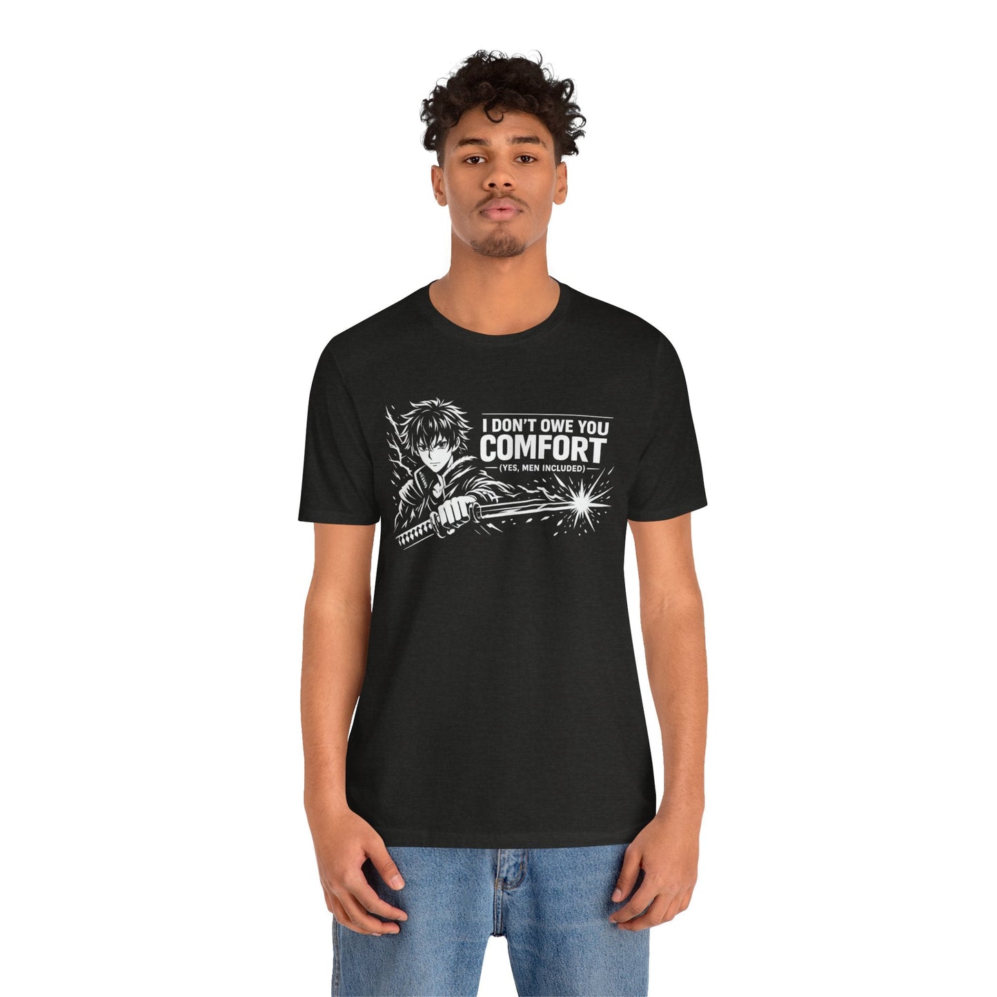 I Don’t Owe You Comfort Anime T-Shirt – Bold Boundaries Graphic Tee for Men - Spirit Stitch