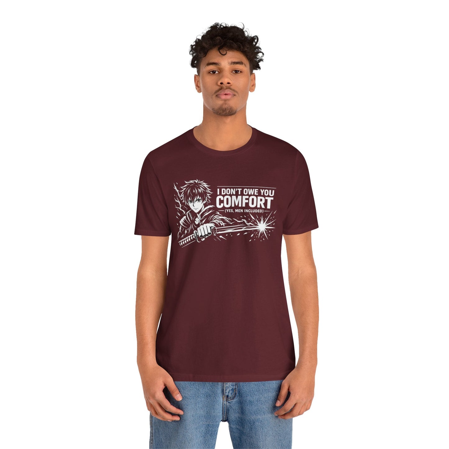 I Don’t Owe You Comfort Anime T-Shirt – Bold Boundaries Graphic Tee for Men - Spirit Stitch