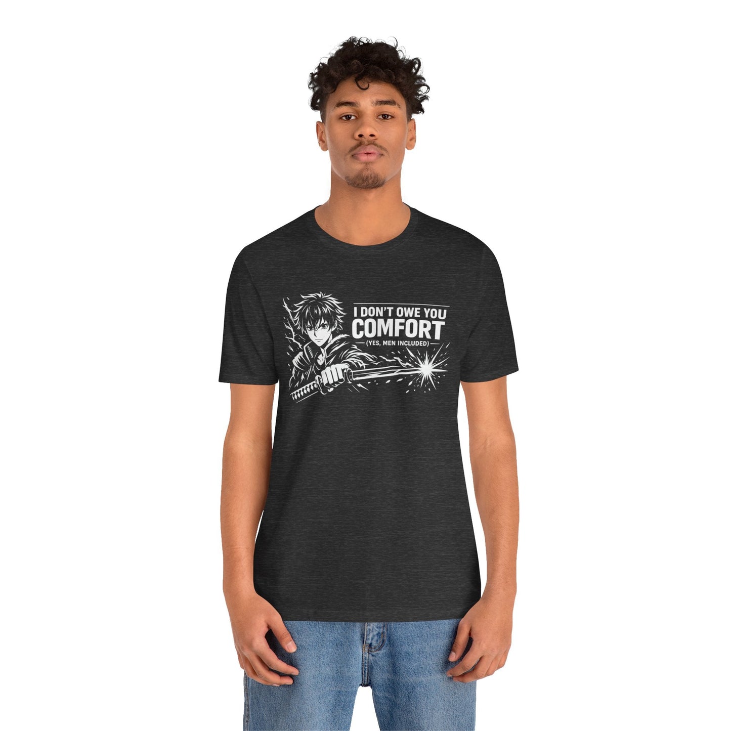 I Don’t Owe You Comfort Anime T-Shirt – Bold Boundaries Graphic Tee for Men - Spirit Stitch