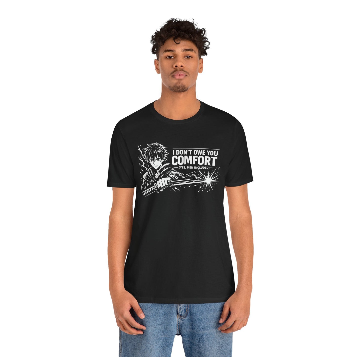 I Don’t Owe You Comfort Anime T-Shirt – Bold Boundaries Graphic Tee for Men - Spirit Stitch