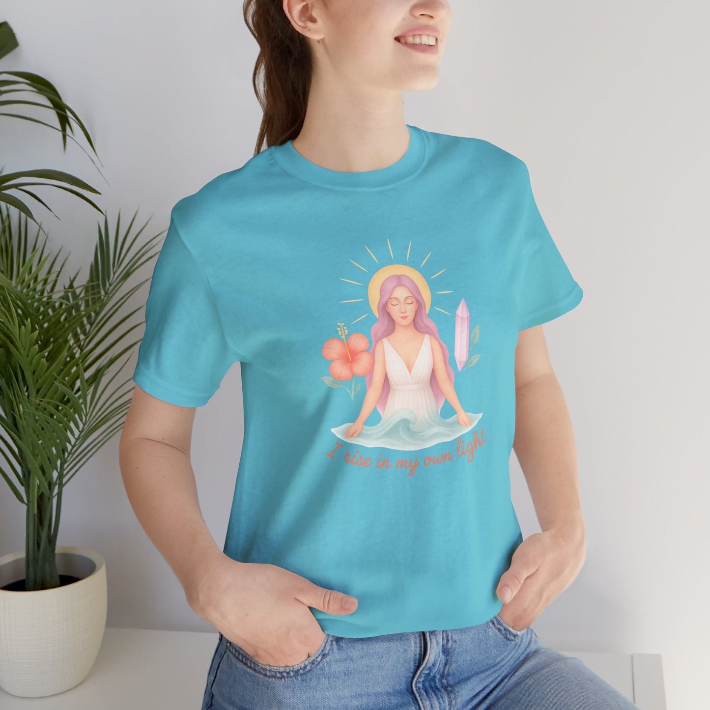 Feminine Empowerment Graphic Tee with a Spiritual Goddess Aesthetic - Soft Pastel Boho Apparel for Everyday Wear