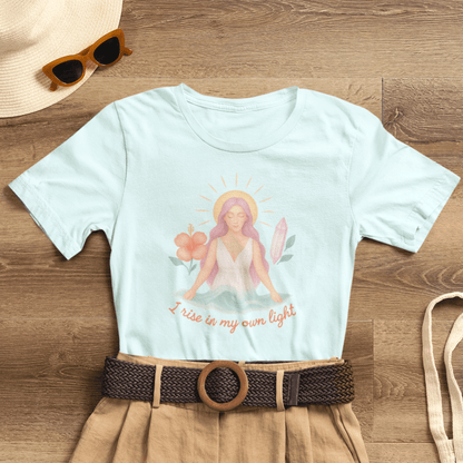 Feminine Empowerment Graphic Tee with a Spiritual Goddess Aesthetic - Soft Pastel Boho Apparel for Everyday Wear