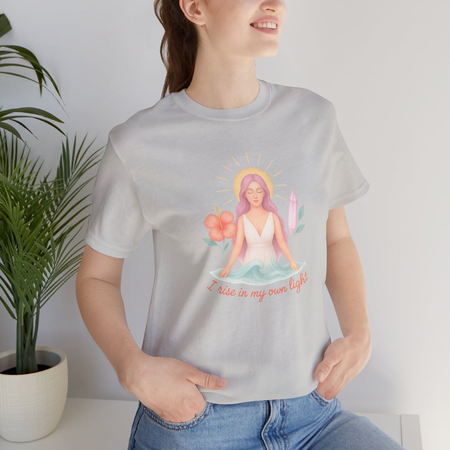 Feminine Empowerment Graphic Tee with a Spiritual Goddess Aesthetic - Soft Pastel Boho Apparel for Everyday Wear
