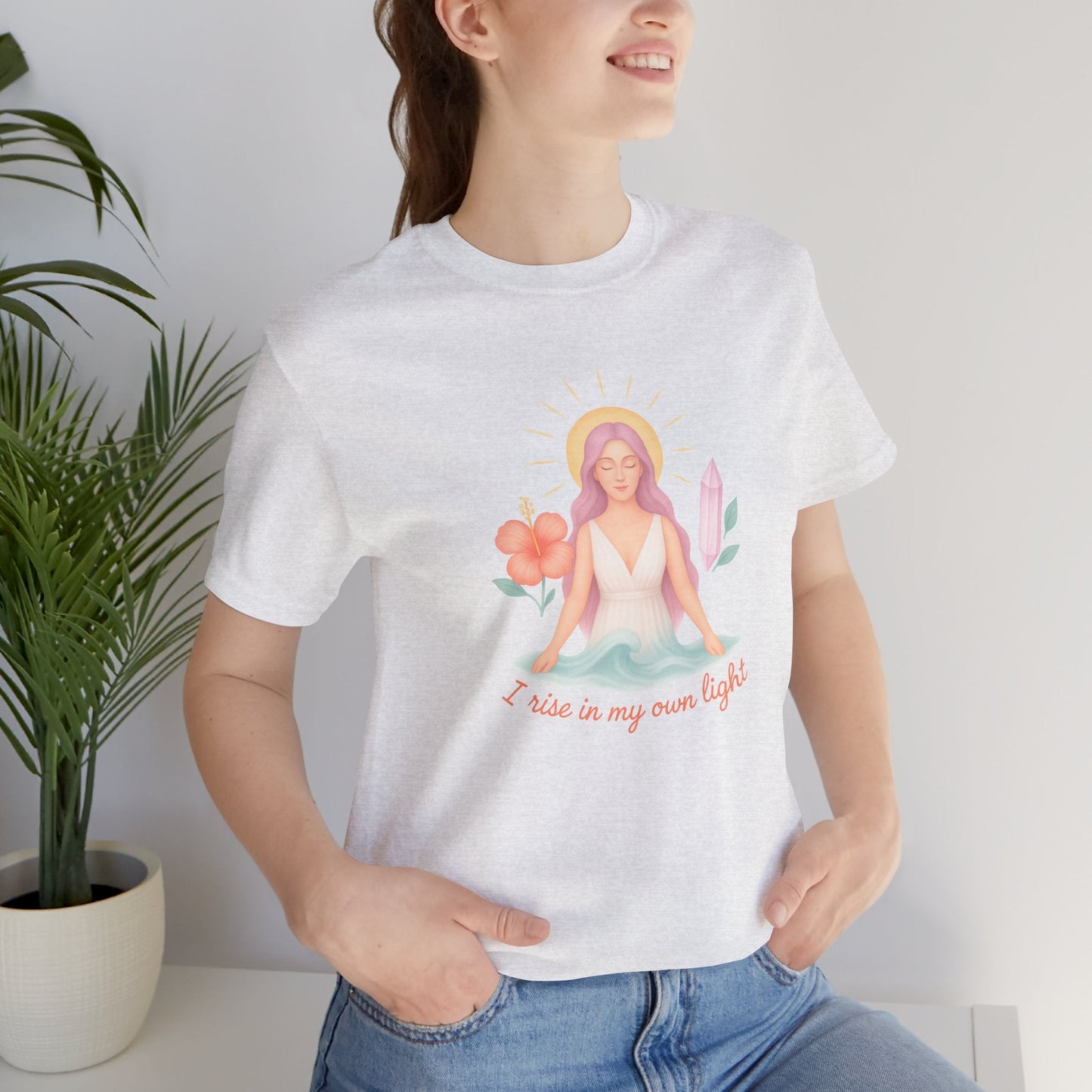 Feminine Empowerment Graphic Tee with a Spiritual Goddess Aesthetic - Soft Pastel Boho Apparel for Everyday Wear