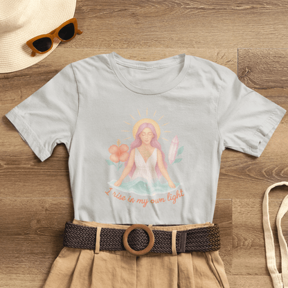 Feminine Empowerment Graphic Tee with a Spiritual Goddess Aesthetic - Soft Pastel Boho Apparel for Everyday Wear