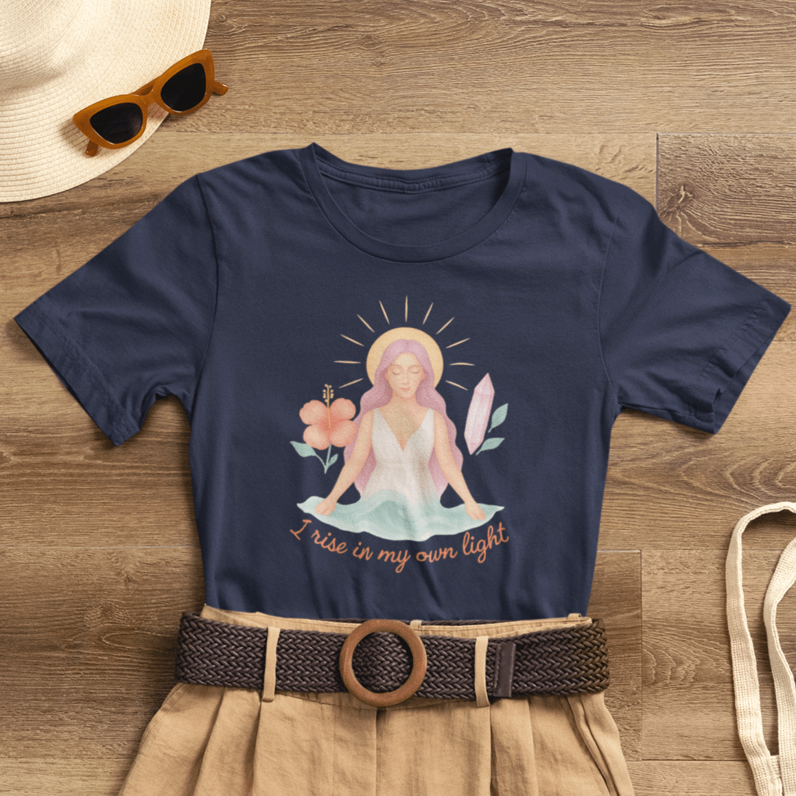 Feminine Empowerment Graphic Tee with a Spiritual Goddess Aesthetic - Soft Pastel Boho Apparel for Everyday Wear