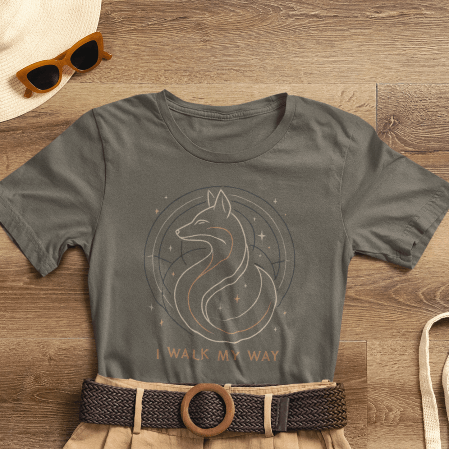 I Walk My Way Celestial Fox Shirt – Mystic Animal Graphic Tee for Free Spirits - Gift for International Self-Care Day.