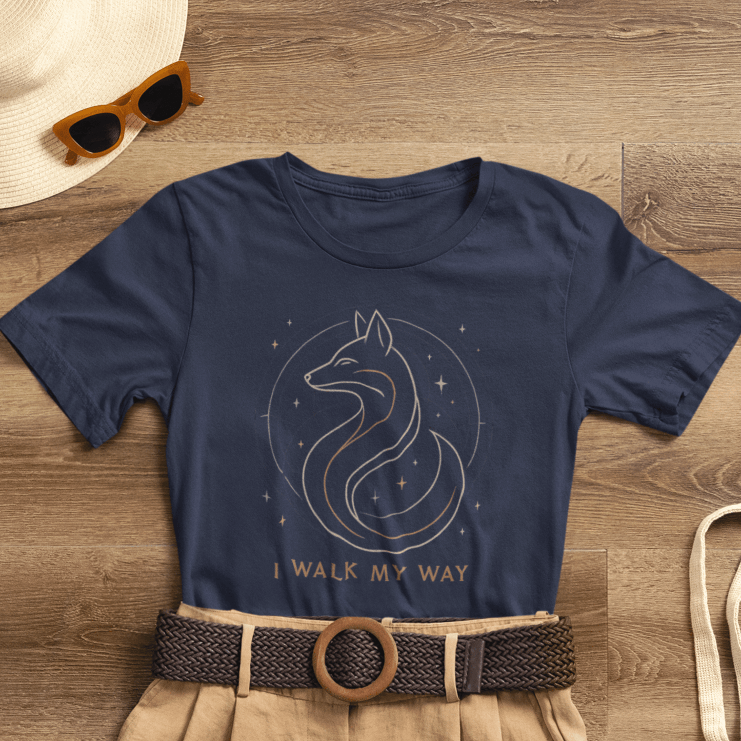 I Walk My Way Celestial Fox Shirt – Mystic Animal Graphic Tee for Free Spirits - Gift for International Self-Care Day.
