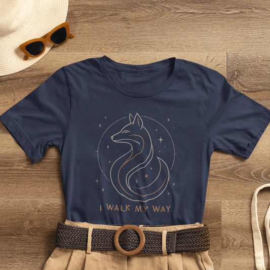 I Walk My Way Celestial Fox Shirt – Mystic Animal Graphic Tee for Free Spirits - Gift for International Self-Care Day.