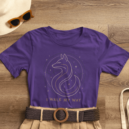 I Walk My Way Celestial Fox Shirt – Mystic Animal Graphic Tee for Free Spirits - Gift for International Self-Care Day.