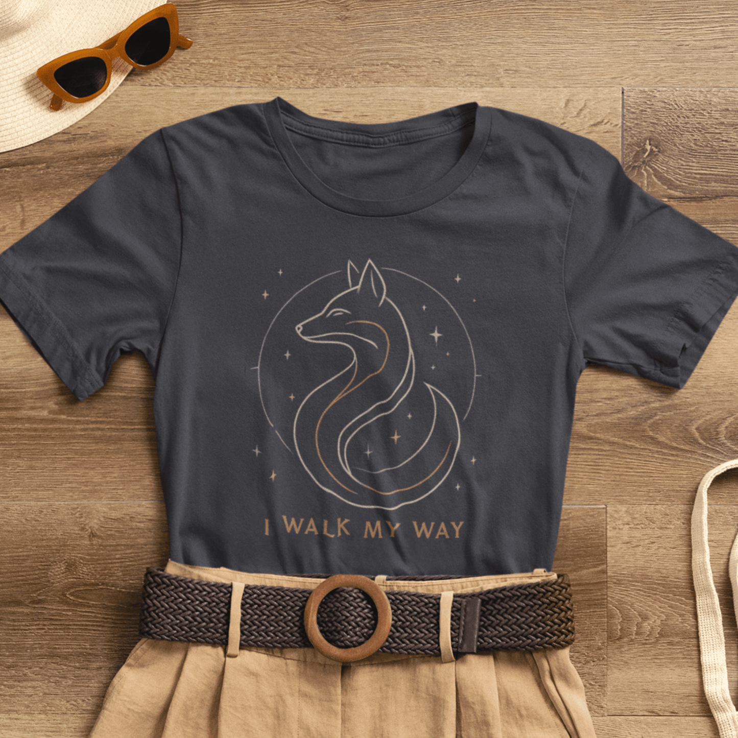 I Walk My Way Celestial Fox Shirt – Mystic Animal Graphic Tee for Free Spirits - Gift for International Self-Care Day.