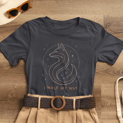 I Walk My Way Celestial Fox Shirt – Mystic Animal Graphic Tee for Free Spirits - Gift for International Self-Care Day.