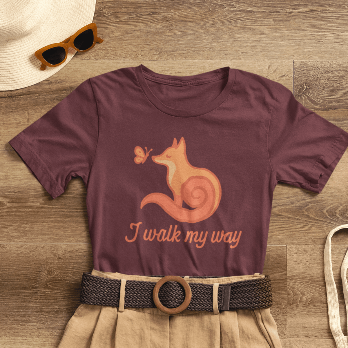 I Walk My Way Fox Shirt – Whimsical Animal Graphic Tee - Spirit Stitch