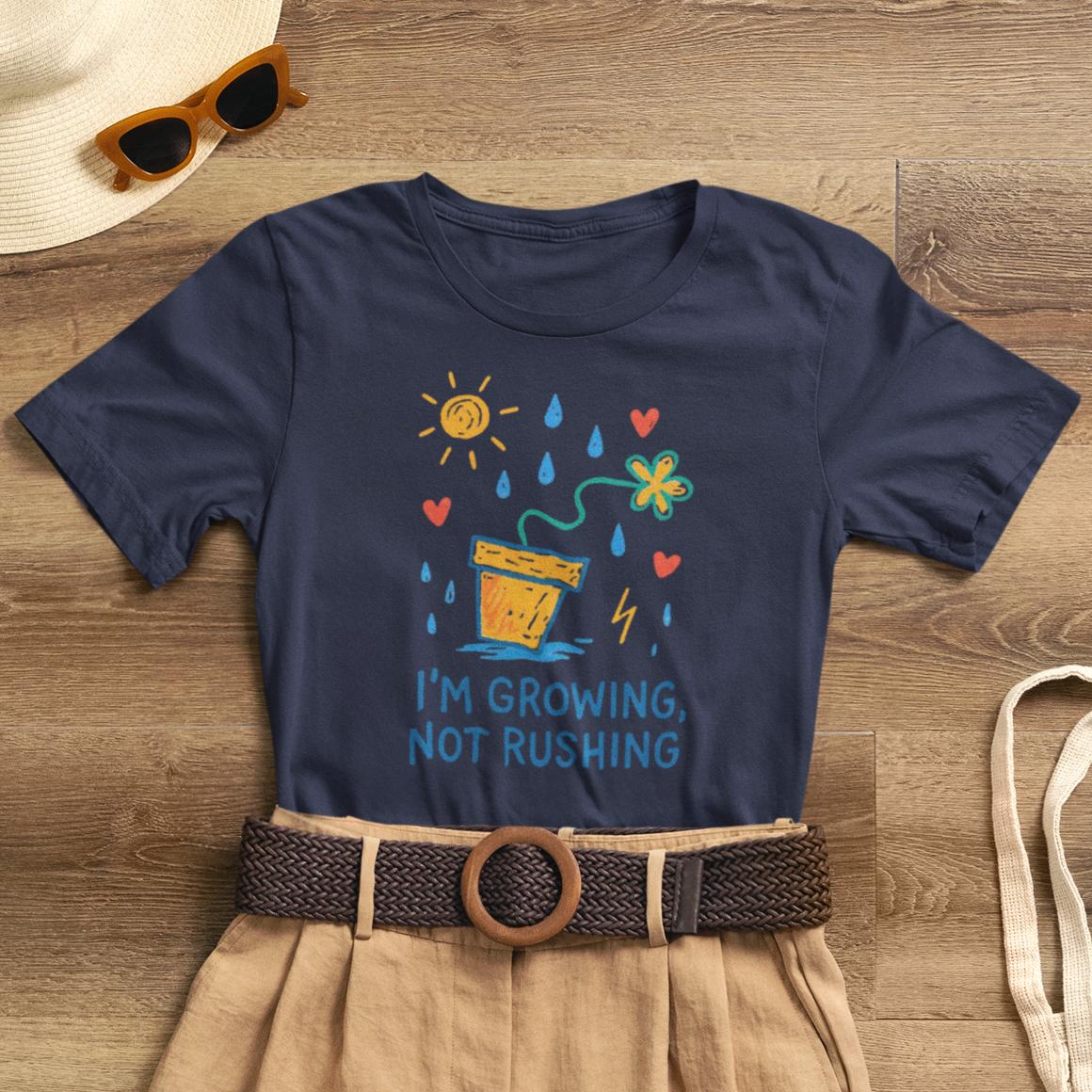 I'm Growing, Not Rushing T-Shirt — Positive Growt“I’m Growing, Not Rushing” Gentle Rebel Botanical Tee – Mental Health Self - Care Shirt for Gentle Progress & Everyday Comforth Plant Graphic Tee - Spirit Stitch