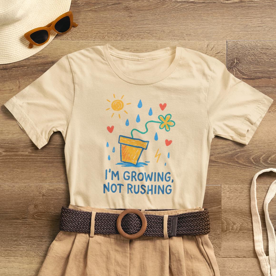 I'm Growing, Not Rushing T-Shirt — Positive Growt“I’m Growing, Not Rushing” Gentle Rebel Botanical Tee – Mental Health Self - Care Shirt for Gentle Progress & Everyday Comforth Plant Graphic Tee - Spirit Stitch