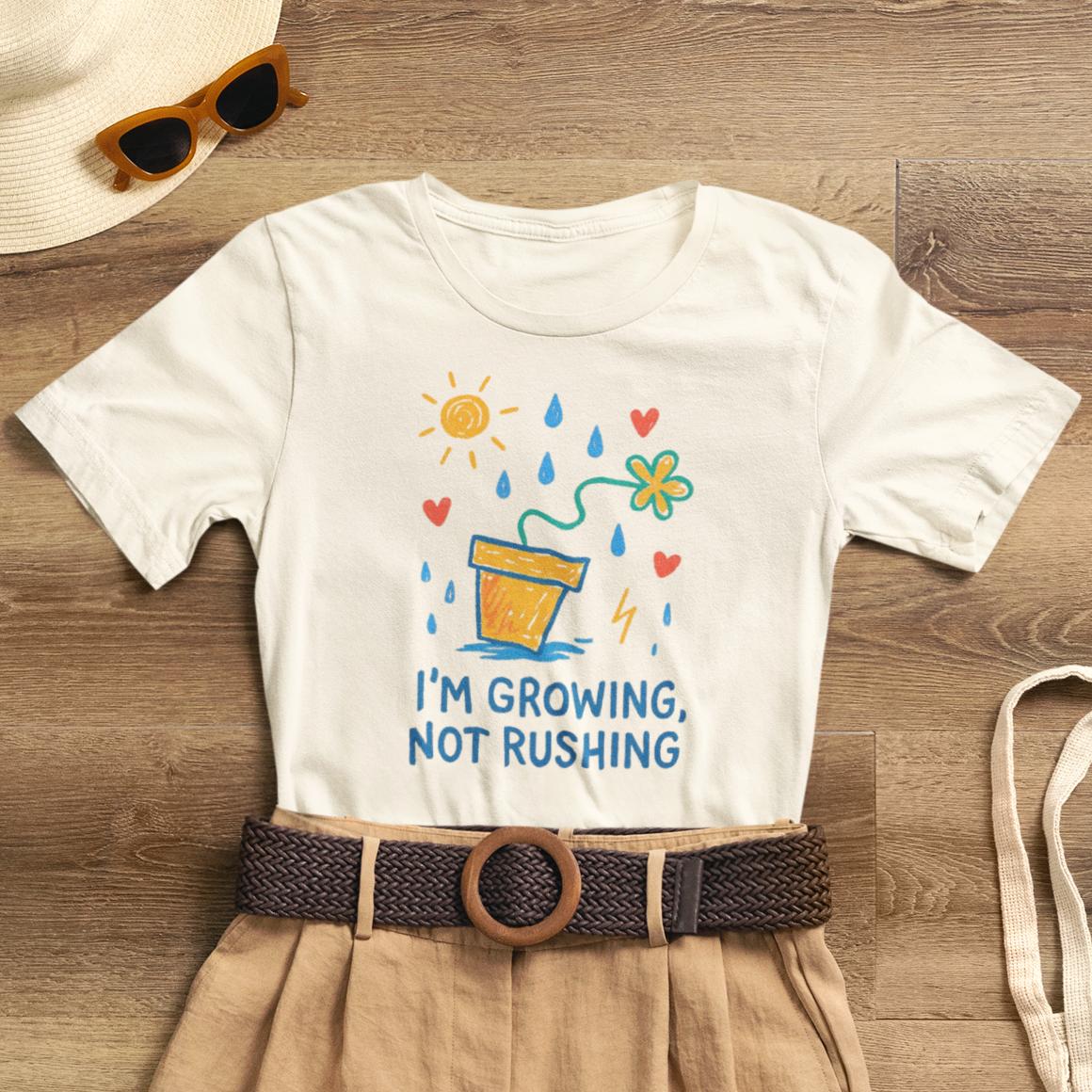I'm Growing, Not Rushing T-Shirt — Positive Growt“I’m Growing, Not Rushing” Gentle Rebel Botanical Tee – Mental Health Self - Care Shirt for Gentle Progress & Everyday Comforth Plant Graphic Tee - Spirit Stitch