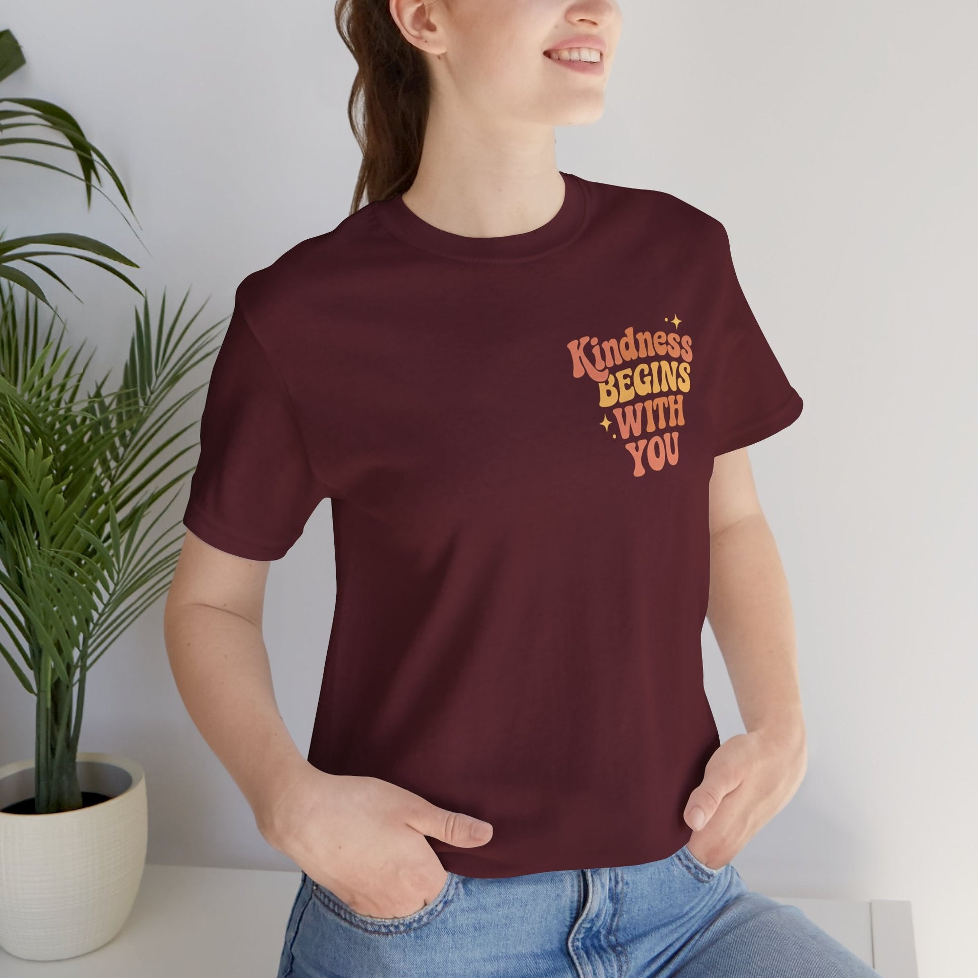 Kindness Begins With You Shirt – Positive Affirmation Tee | Mental Health & Self - Care Graphic T-Shirt (Front & Back Design) - Spirit Stitch