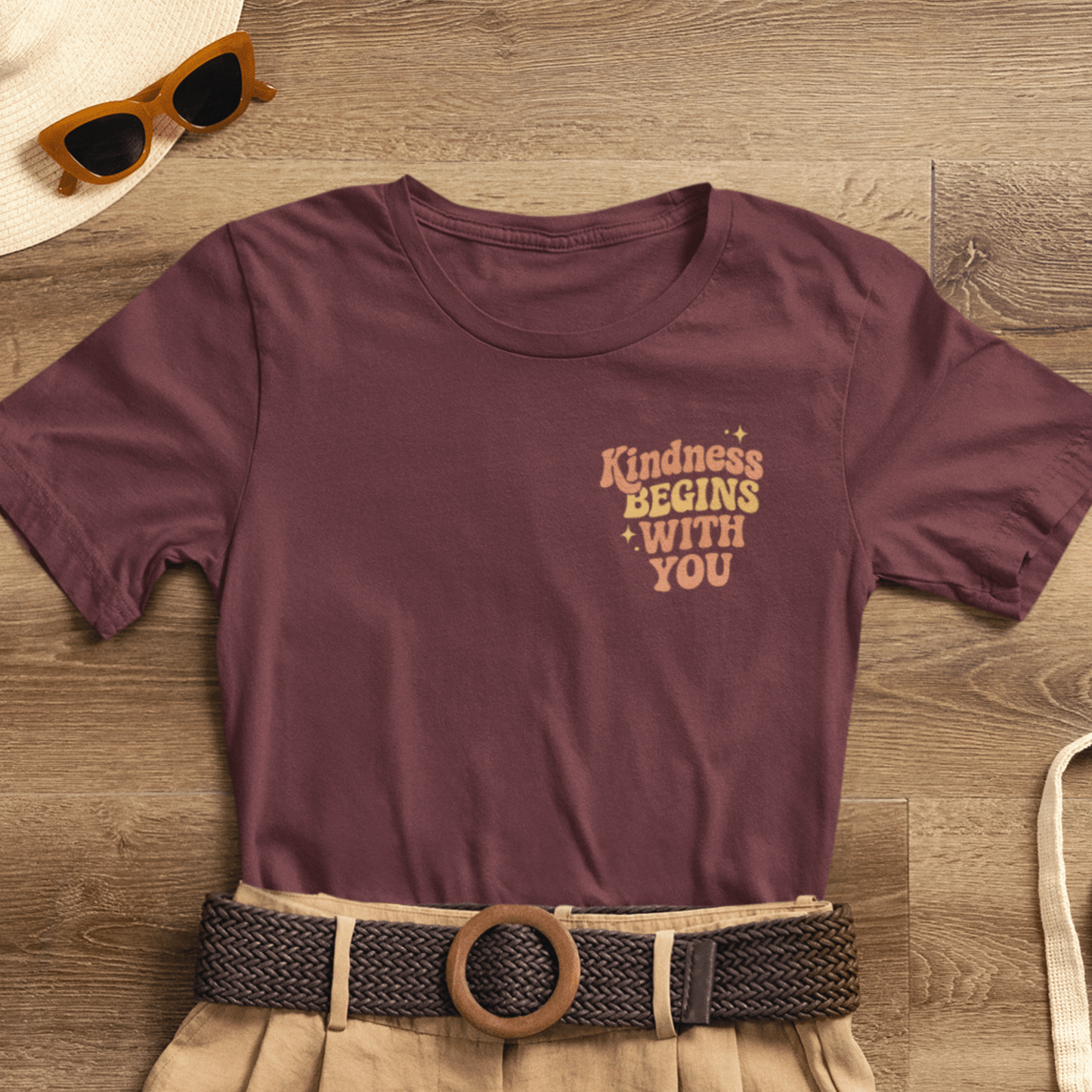 Kindness Begins With You Shirt – Positive Affirmation Tee | Mental Health & Self - Care Graphic T-Shirt (Front & Back Design) - Spirit Stitch