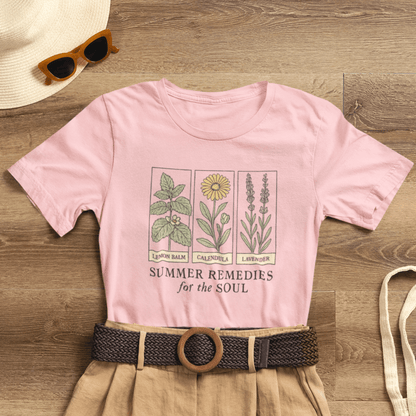 Lemon Balm, Calendula & Lavender Tee – Healing Plants Graphic Shirt - Spirit Stitch