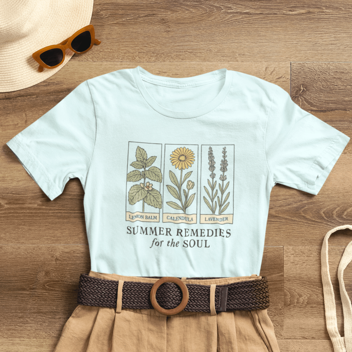 Lemon Balm, Calendula & Lavender Tee – Healing Plants Graphic Shirt - Spirit Stitch