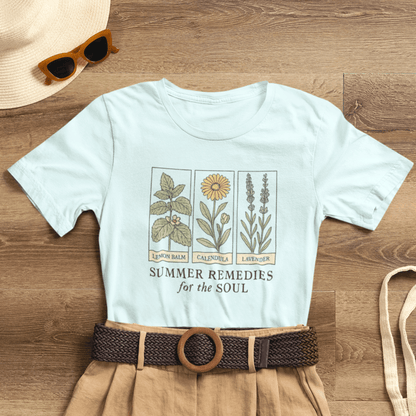 Lemon Balm, Calendula & Lavender Tee – Healing Plants Graphic Shirt - Spirit Stitch