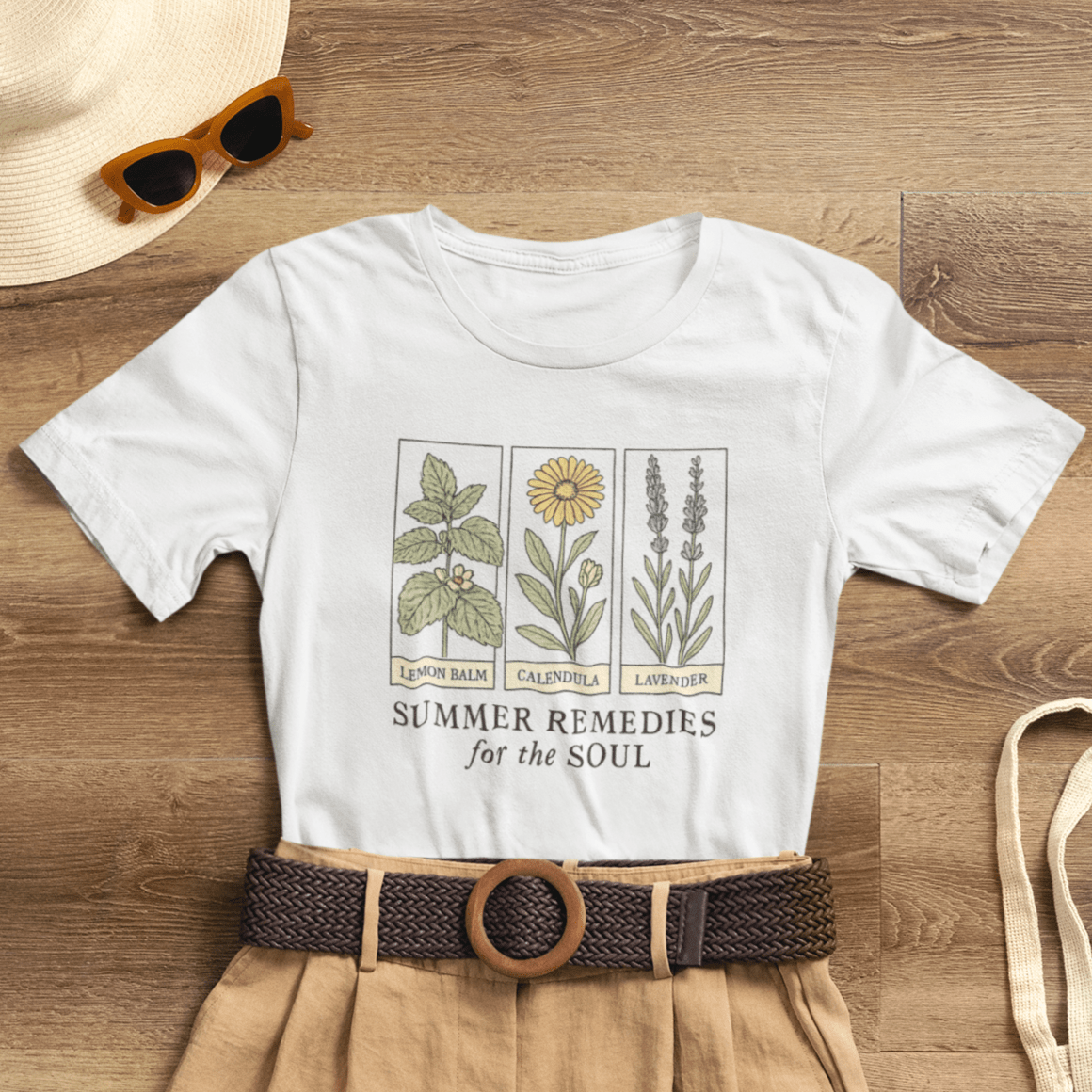 Lemon Balm, Calendula & Lavender Tee – Healing Plants Graphic Shirt - Spirit Stitch