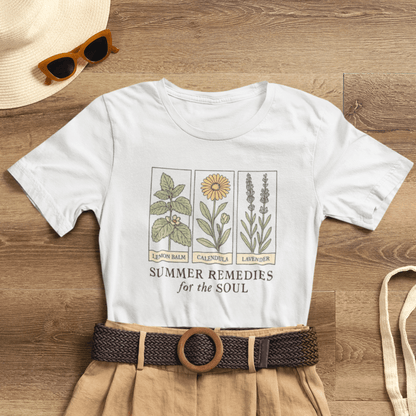 Lemon Balm, Calendula & Lavender Tee – Healing Plants Graphic Shirt - Spirit Stitch