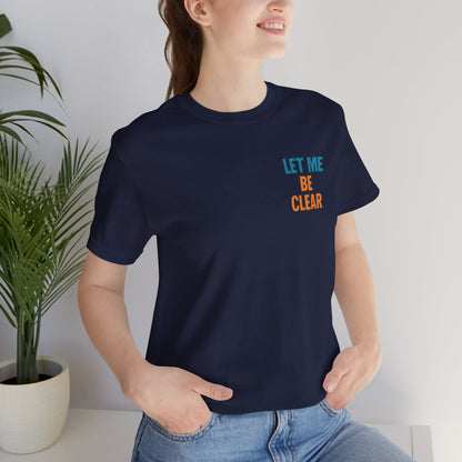 Let Me Be Clear T-shirt featuring retro pop art feminist graphic with "I Sparkle on My Terms" slogan, by Printify.