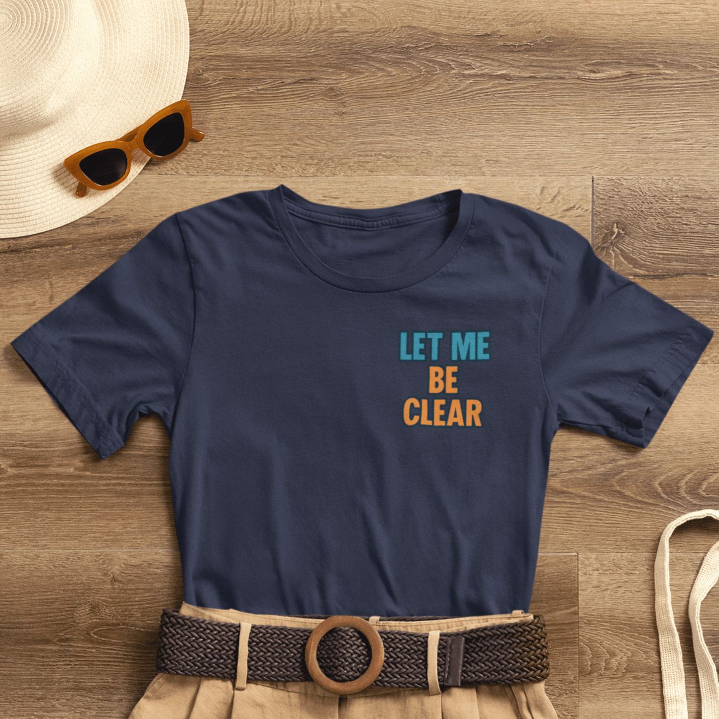 Let Me Be Clear T-Shirt by Printify featuring retro pop art feminist graphic and the phrase "I Sparkle on My Terms."