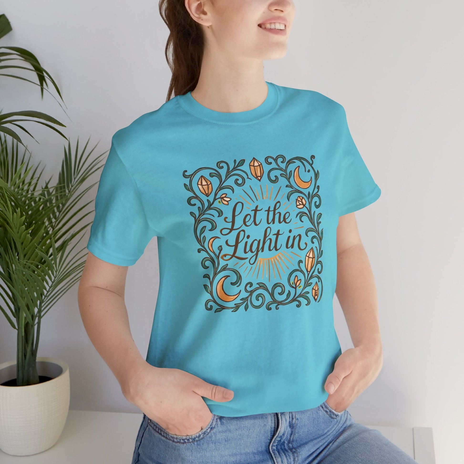 Let the Light In – Mindful Floral Quote T-Shirt - Spirit Stitch