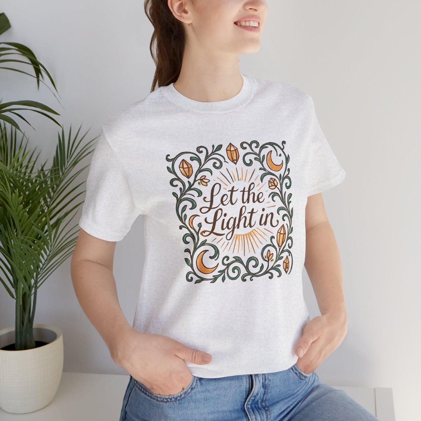 Let the Light In – Mindful Floral Quote T-Shirt - Spirit Stitch