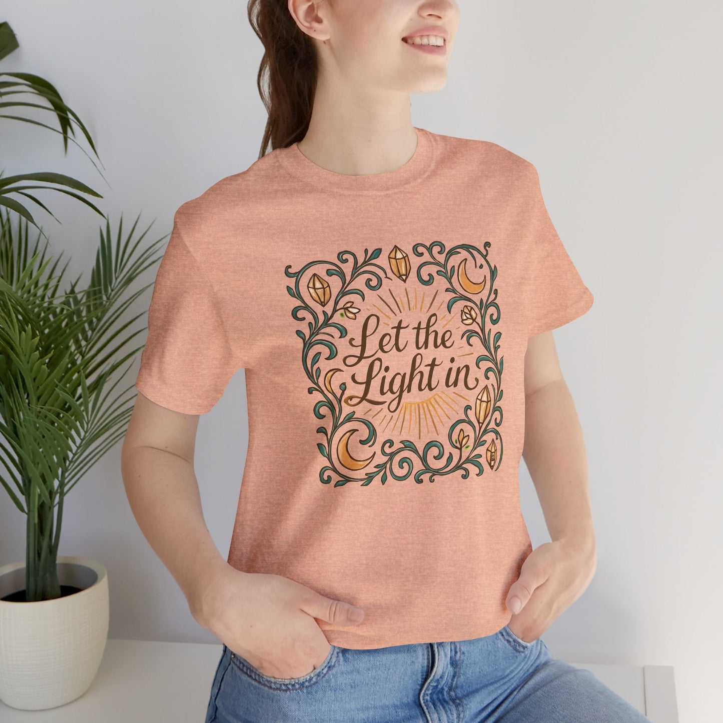 Let the Light In – Mindful Floral Quote T-Shirt - Spirit Stitch