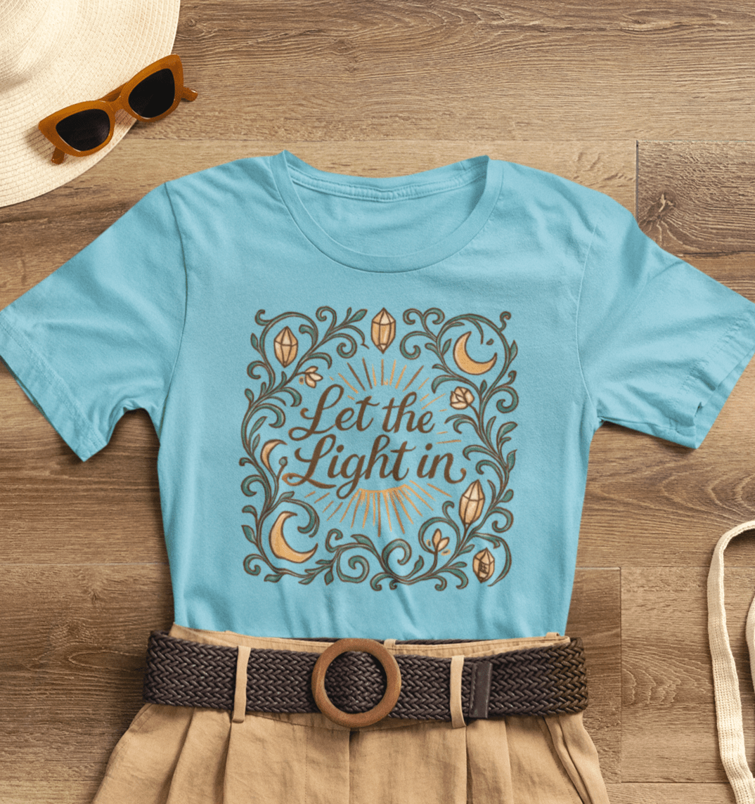Let the Light In – Mindful Floral Quote T-Shirt - Spirit Stitch