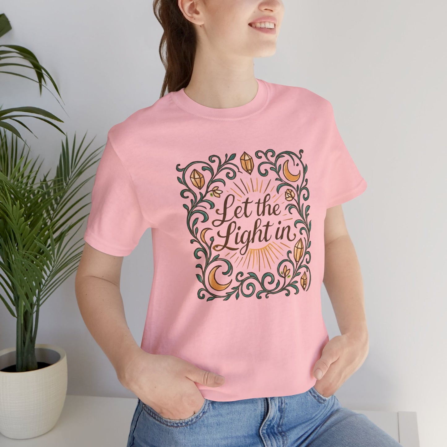 Let the Light In – Mindful Floral Quote T-Shirt - Spirit Stitch