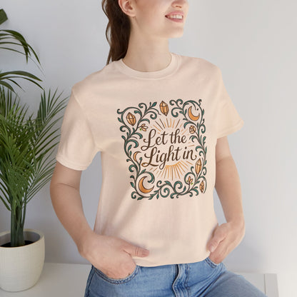 Let the Light In – Mindful Floral Quote T-Shirt - Spirit Stitch