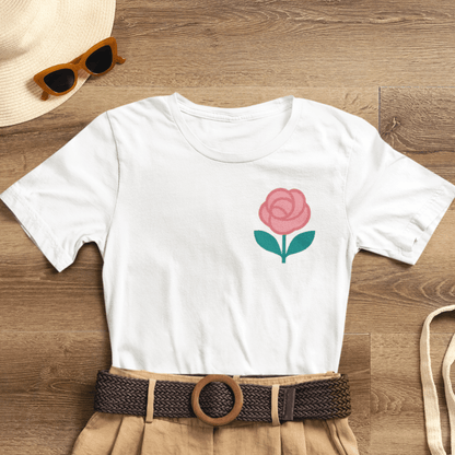 Love in Full Bloom T-Shirt – Retro Floral Graphic Tee with Front Rose & Back Flower Design – Positive Vibes Shirt - Spirit Stitch