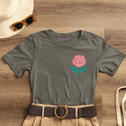 Love in Full Bloom T-Shirt – Retro Floral Graphic Tee with Front Rose & Back Flower Design – Positive Vibes Shirt - Spirit Stitch
