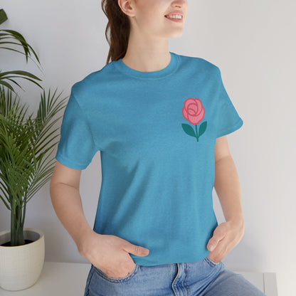 Love in Full Bloom T-Shirt – Retro Floral Graphic Tee with Front Rose & Back Flower Design – Positive Vibes Shirt - Spirit Stitch