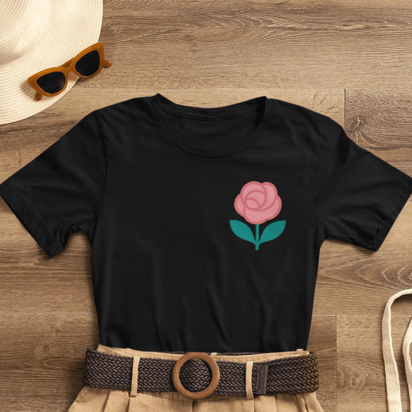 Love in Full Bloom T-Shirt – Retro Floral Graphic Tee with Front Rose & Back Flower Design – Positive Vibes Shirt - Spirit Stitch