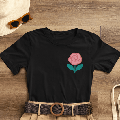 Love in Full Bloom T-Shirt – Retro Floral Graphic Tee with Front Rose & Back Flower Design – Positive Vibes Shirt - Spirit Stitch