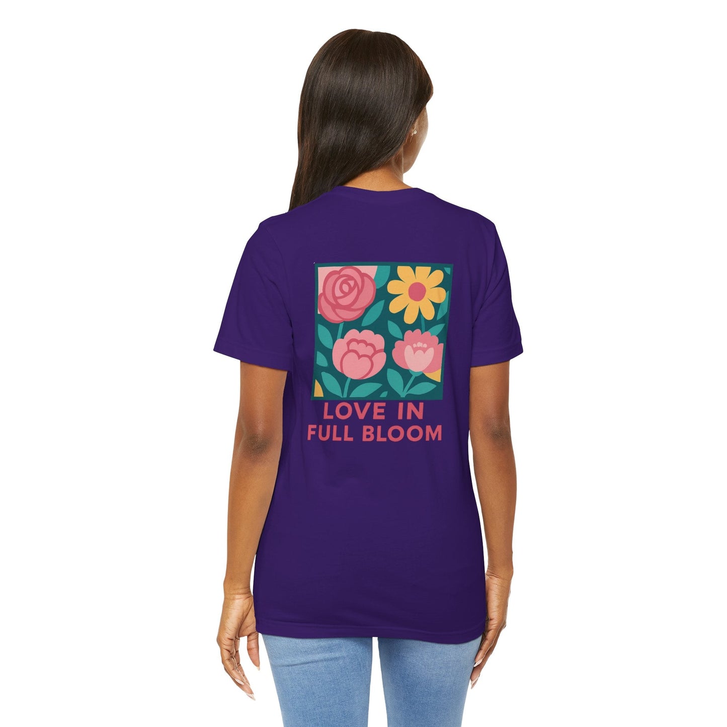 Love in Full Bloom T-Shirt – Retro Floral Graphic Tee with Front Rose & Back Flower Design – Positive Vibes Shirt - Spirit Stitch