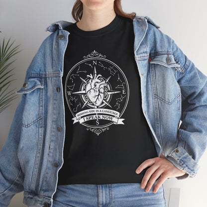 Missing You Is a Language I Speak Now Shirt | Classic Heavy Cotton Tee | Anatomical Heart Compass Tee | Gothic Grief Gift | Loss Memorial Shirt - Spirit Stitch