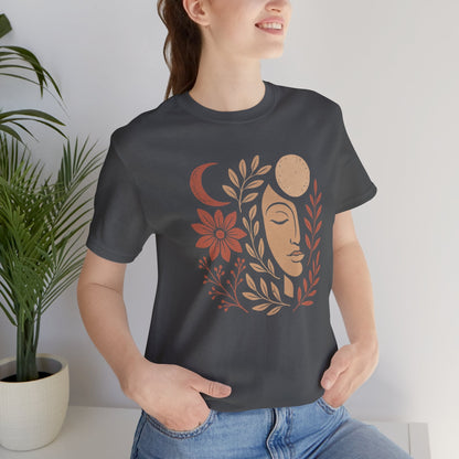 Moon Goddess Boho Graphic T-Shirt – Mystical Lunar Feminine Energy Tee - Spirit Stitch