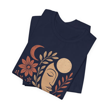 Moon Goddess Boho Graphic T-Shirt – Mystical Lunar Feminine Energy Tee - Spirit Stitch