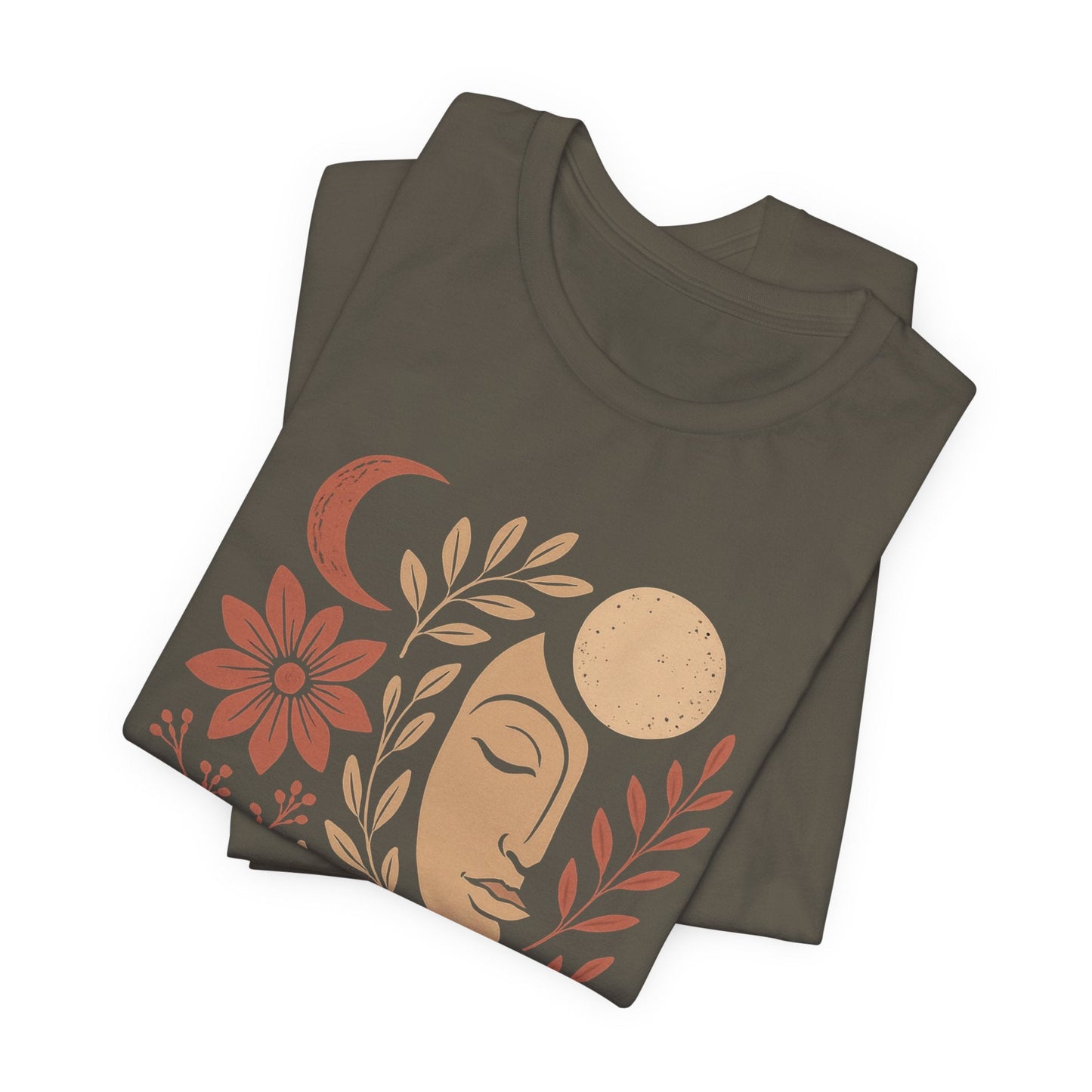 Moon Goddess Boho Graphic T-Shirt – Mystical Lunar Feminine Energy Tee - Spirit Stitch