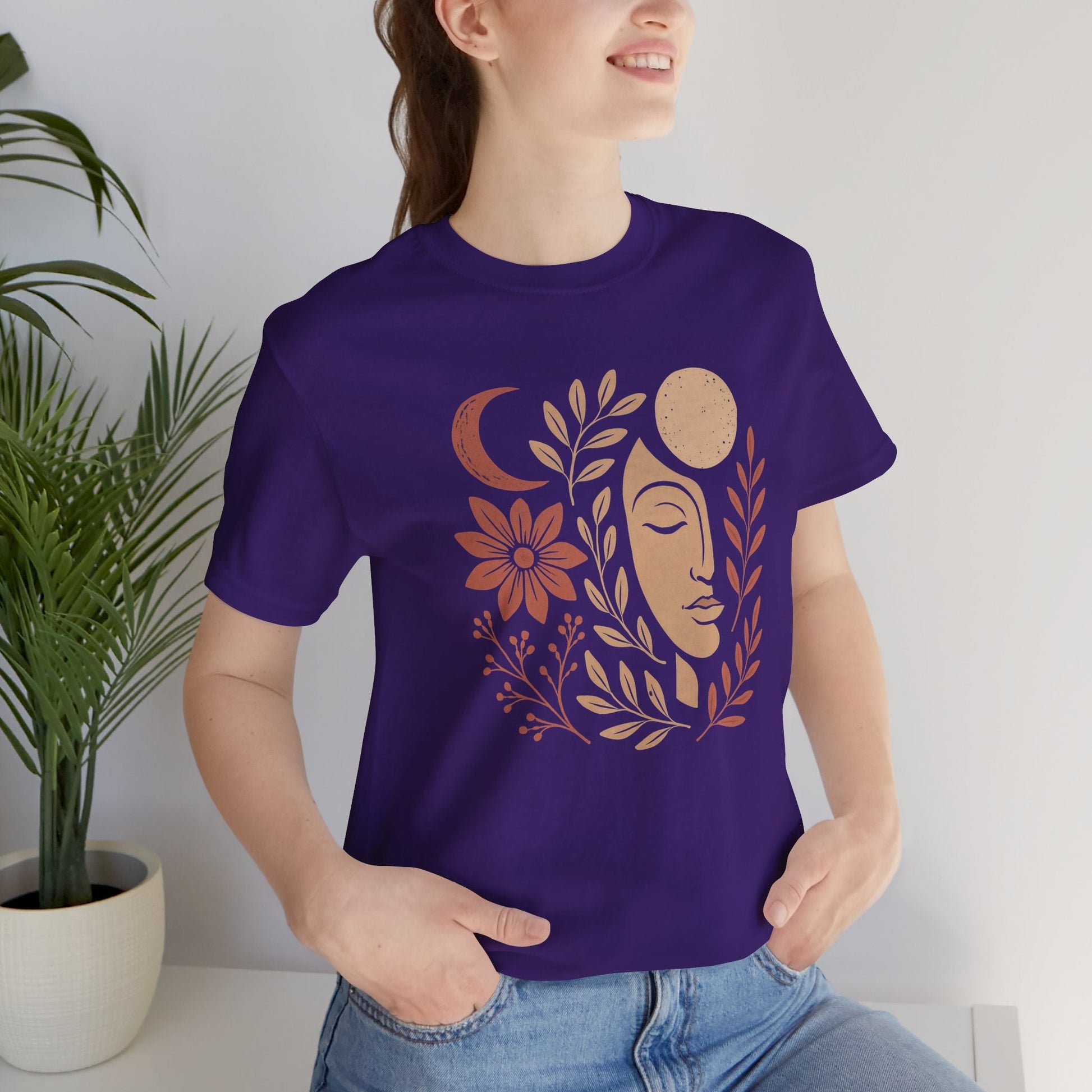 Moon Goddess Boho Graphic T-Shirt – Mystical Lunar Feminine Energy Tee - Spirit Stitch