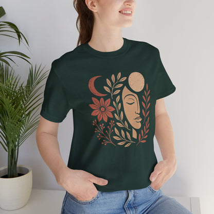 Moon Goddess Boho Graphic T-Shirt – Mystical Lunar Feminine Energy Tee - Spirit Stitch